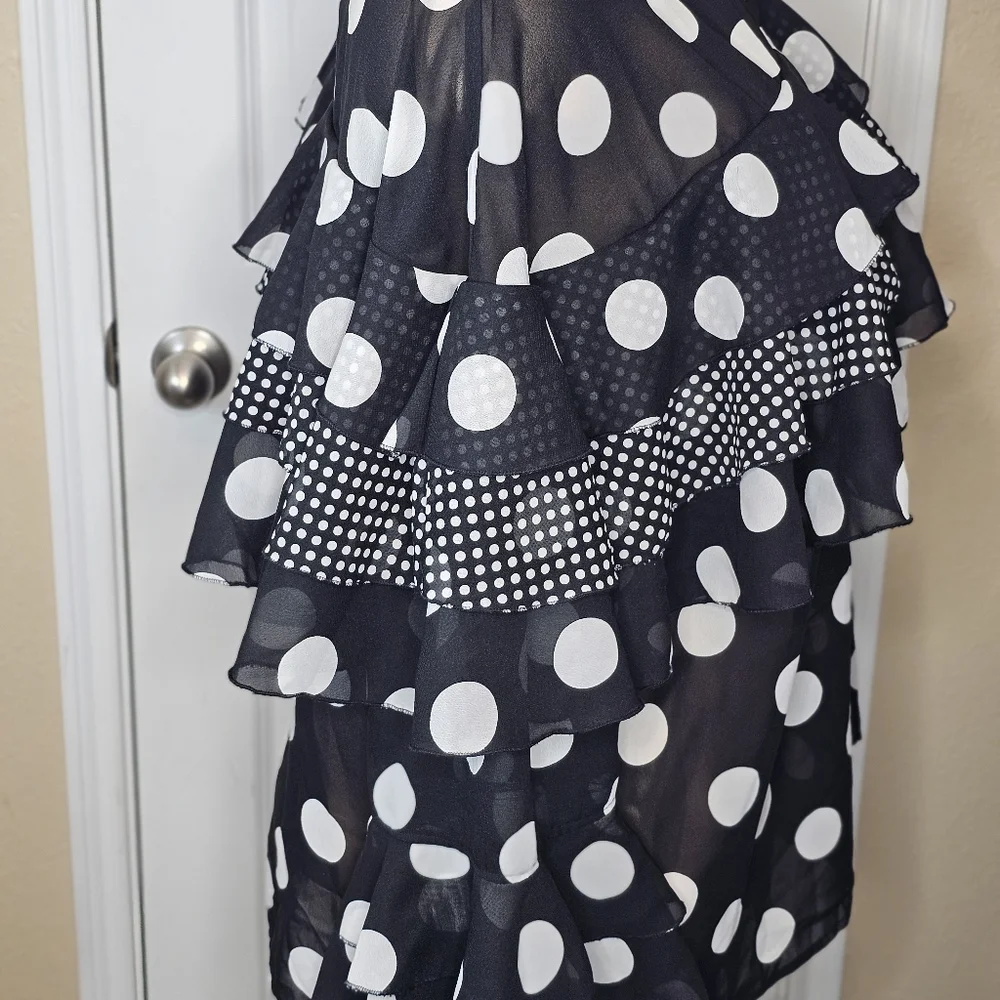 Cato Whimsical Sheer Black & White Polka Dot Blouse Women’s Size 22/24 - Picture 5 of 7